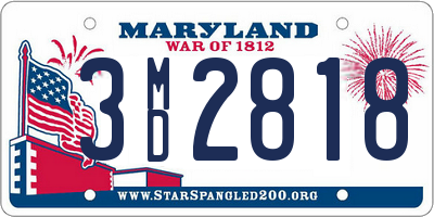 MD license plate 3MD2818