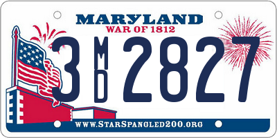 MD license plate 3MD2827