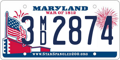 MD license plate 3MD2874