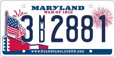 MD license plate 3MD2881