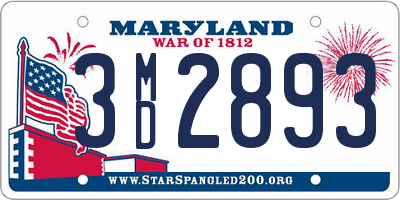 MD license plate 3MD2893