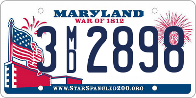 MD license plate 3MD2898