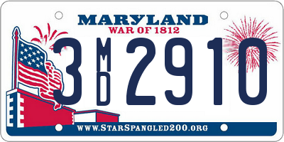 MD license plate 3MD2910