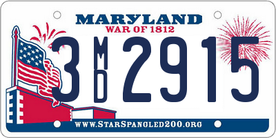 MD license plate 3MD2915