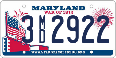 MD license plate 3MD2922