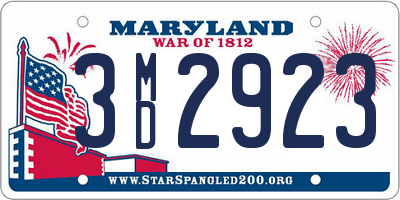 MD license plate 3MD2923