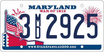 MD license plate 3MD2925