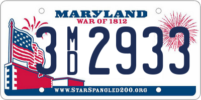 MD license plate 3MD2933