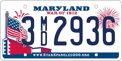 MD license plate 3MD2936