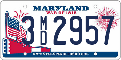 MD license plate 3MD2957