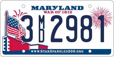 MD license plate 3MD2981