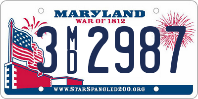 MD license plate 3MD2987