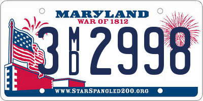 MD license plate 3MD2998