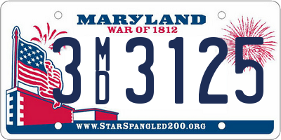 MD license plate 3MD3125