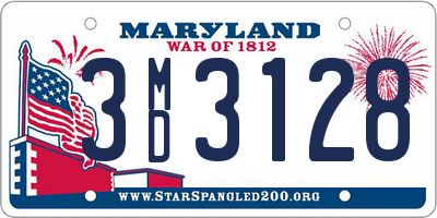 MD license plate 3MD3128