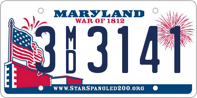 MD license plate 3MD3141