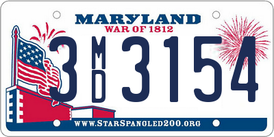 MD license plate 3MD3154