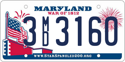 MD license plate 3MD3160