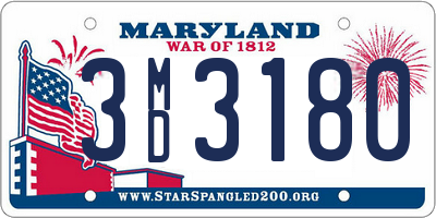 MD license plate 3MD3180