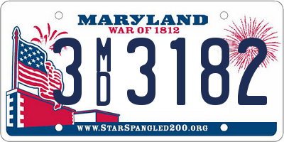 MD license plate 3MD3182