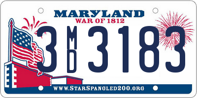 MD license plate 3MD3183