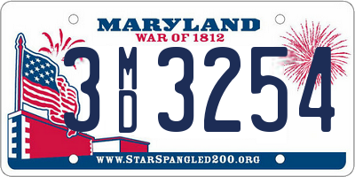 MD license plate 3MD3254