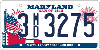 MD license plate 3MD3275