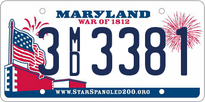 MD license plate 3MD3381