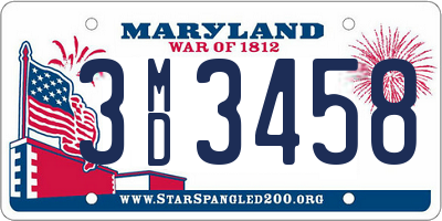 MD license plate 3MD3458