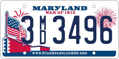 MD license plate 3MD3496