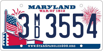 MD license plate 3MD3554