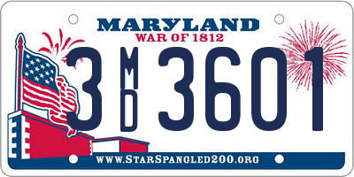 MD license plate 3MD3601