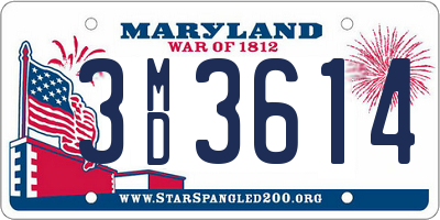 MD license plate 3MD3614