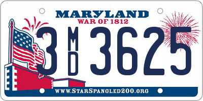 MD license plate 3MD3625