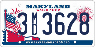 MD license plate 3MD3628