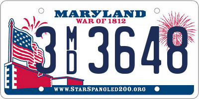 MD license plate 3MD3648