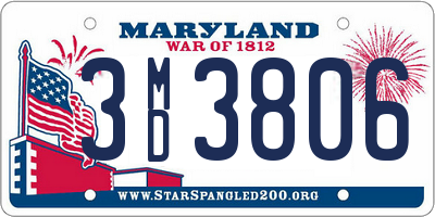 MD license plate 3MD3806