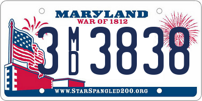 MD license plate 3MD3838