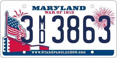 MD license plate 3MD3863