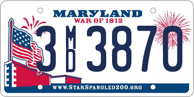 MD license plate 3MD3870