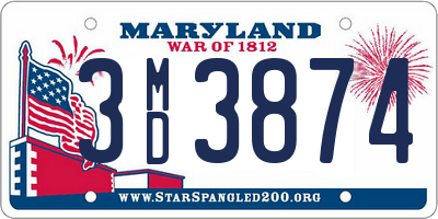 MD license plate 3MD3874