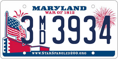 MD license plate 3MD3934