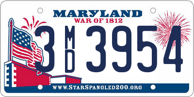 MD license plate 3MD3954