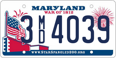 MD license plate 3MD4039