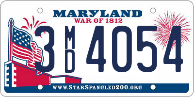 MD license plate 3MD4054