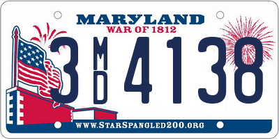 MD license plate 3MD4138