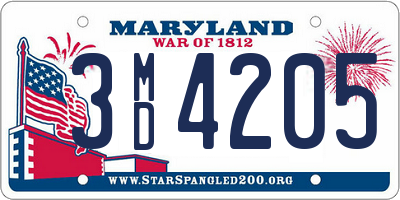 MD license plate 3MD4205