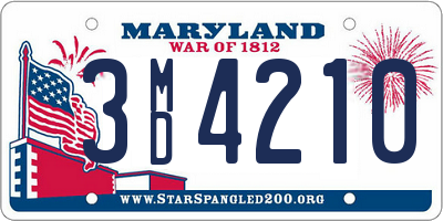 MD license plate 3MD4210