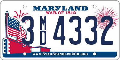 MD license plate 3MD4332