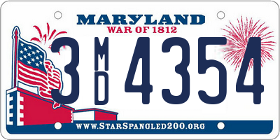 MD license plate 3MD4354